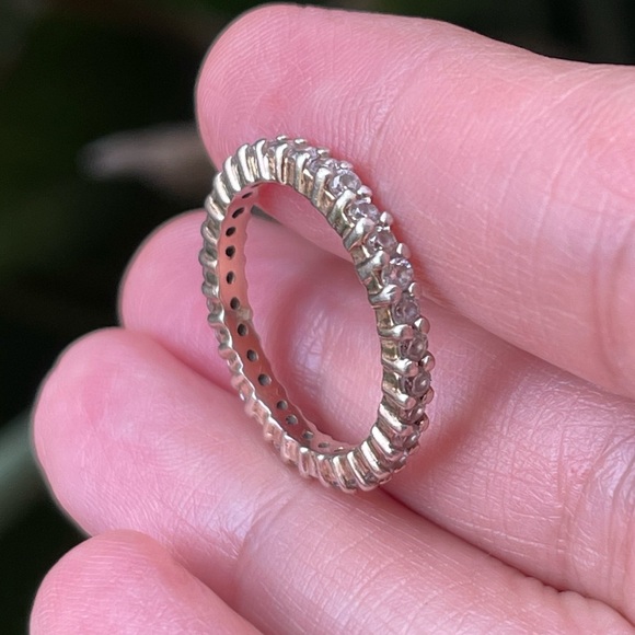 Cubic zirconia gold plated solid sterling silver size 7.0 eternity ring - Picture 2 of 11